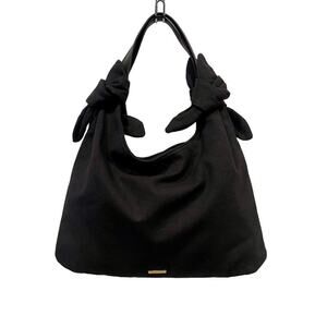 Rachel Zoe Black Fabric Shoulder Bag w/ Knot Ties & Gold Hardware for Women